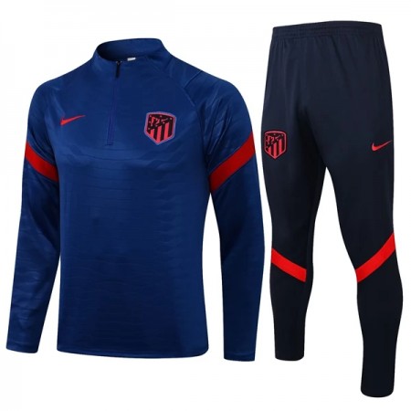 Atlético Madrid Trainings Sweatshirt Pak Kwart-Zip 2021-22 Blauwe Atlético Madrid Trainings Sweatshirt Pak Kwart-Zip 2021-22 Blauwe